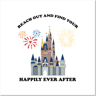 Reach Out and Find Your Happily Ever After Fireworks Nighttime Spectacular Magic Castle Show Posters and Art